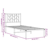 Metal Bed Frame without Mattress with Headboard White 80x200cm 374477