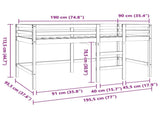 Loft Bed Wax Brown 90 x 190 cm Solid Pine Wood 867838