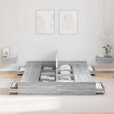 Storage Bed Frame Grey sonoma 140 x 200 cm Engineered wood 3335298