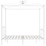 284473 Canopy Bed Frame without Mattress White Metal 180x200 cm Super King
