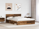 Bed Frame with Headboard Old Wood 140 x 190 cm Solid Pine Wood 3410607