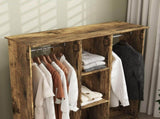 Open Wardrobe Double Mobile Storage Shelves Organizer W/6 Wheels-Rustic Brown T3398P328096