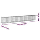 Gabion Basket with Cover 750x100x100 cm Galvanised Iron 3295203