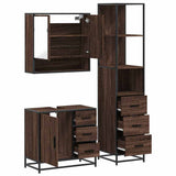 3 Piece Bathroom Furniture Set Brown Oak Engineered Wood 3301169
