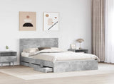Bed Frame with Drawer Concrete Grey 135 x 190 cm Engineer Wood 3411511