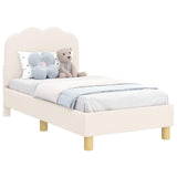 Toddler Bed Frame with Headboard Cream 70 x 140 cm Sheep Fabric 42010964