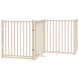 Dog Gate with Door Foldable 8 Panels 640 cm Poplar Wood 3155726