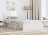 Bed Frame with Headboard White 100 x 200 cm Solid Pine Wood 3412934