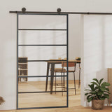 Sliding Door ESG Glass and Aluminium 102x205 cm Black 151016