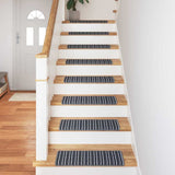 Self-adhesive Stair Mats Striped 15 pcs Grey 65 x 21 x 4 cm 42011449