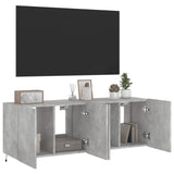 TV Wall Cabinets with LED Lights 2 pcs Concrete Grey 60x35x41 cm 837309