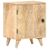 ZNTS Carved Bedside Cabinet 40x30x50 cm Solid Mango Wood 320232