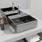 Wash Basin with Faucet Hole 38x30x11.5 cm Ceramic Silver 143487