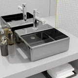Wash Basin with Faucet Hole 38x30x11.5 cm Ceramic Silver 143487
