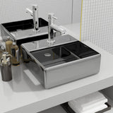 Wash Basin with Faucet Hole 38x30x11.5 cm Ceramic Silver 143487