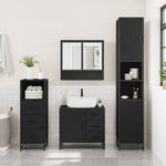 ZNTS 3 Piece Bathroom Furniture Set Black Engineered Wood 3301045