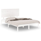 Bed Frame White Solid pine wood, Plywood Double Bed Frame 3104784