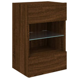 TV Wall Cabinet with LED Lights Brown Oak 40x30x60.5 cm 837090