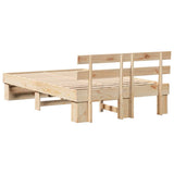 Bed Frame with Headboard Brown 140 x 190 cm Solid Pine Wood 872488