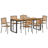 Garden Dining Set 7 pcs Grey and Brown Poly Rattan 3365482