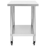 Kitchen Work Table with Wheels 80x60x85 cm Stainless Steel 51636