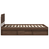 Bed Frame with Headboard Brown Oak 120 x 190 cm Solid Pine Wood 3412111