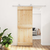 Sliding Door with Hardware Set 80x210 cm Solid Wood Pine 3203087