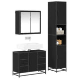Bathroom Furniture Set 3 pcs Black Oak Engineered Wood 3402562