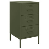 ZNTS Bedside Cabinets 2 pcs Olive Green 36x39x68 cm Steel 843087