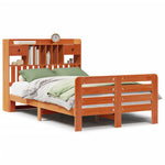 ZNTS Bookcase Bed without Mattress Wax Brown 135x190 cm Double Solid Wood Pine 3309988