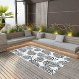 ZNTS Outdoor Carpet White and Black 160x230 cm PP 310426