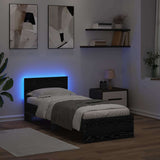 Bed Frame with Headboard Black Oak 75 x 190 cm Engineered Wood 885843