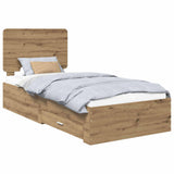 Bed Frame with Drawer Artisan Oak 100 x 200 cm Engineered Wood 3412827