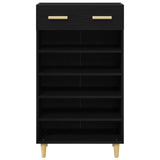 Shoe Cabinet Plain Black Oak 60 x 35 x 105 cm Engineered Wood 8004212