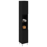 Bathroom Cabinet Black Oak 30 x 30 x 190 cm Engineered Wood 862882