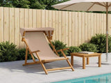 Deck Chair 3 Position Solid Eucalyptus Wood Taupe 42024889