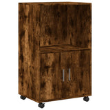 Rolling Cabinet Smoked Oak 55x40x91 cm Engineered Wood 853186