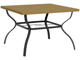 Four-Seater Steel Garden Table, with Parasol Hole - Brown/Black T3398P327926