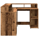 Desk with LED Lights Old Wood 130x130x91 cm Engineered Wood 3309454