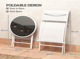 3 Pieces Outdoor Bistro Set, Glass Top Outdoor Table and 2 Folding Chairs with Protecting Feet, T3398P328516