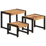 ZNTS Nesting Tables 3 pcs Solid Wood 321552