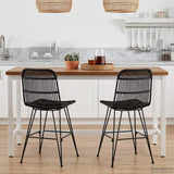 Dinning Chair 2 pcs Black 41 x 55 x 85 cm Rattan and Steel 42033207