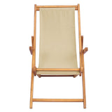 Beach Chair Beige Solid Teak Wood 42032666