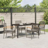 Garden Dining Set with Cushion 5 pcs Grey and Black Rattan 3380823