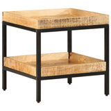 Side Table with Shelf Brown 45 x 45 x 45 cm Solid Mango Wood 374090