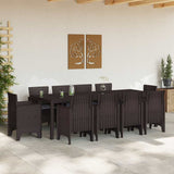 Garden Dining Set 11 pcs Brown Polypropylene 3378600