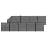 Fence Set 10 pcs 1657 x 186 cm WPC and Aluminium Grey 3429410