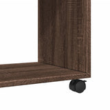 Side Table with Wheels Brown Oak 70x35x60 cm Engineered Wood 853152