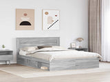 Bed Frame with Storage Grey Sonoma 150 x 200 cm Solid Pine Wood 3409748