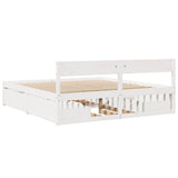 Bed Frame without Mattress White 200x200 cm Solid Wood Pine 3282337